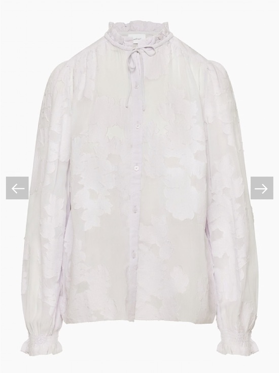 Wilfred Tops - Aritzia Wilfred Alexis Blouse Ice Lavender Floral Burnout Chiffon Ruffle Small